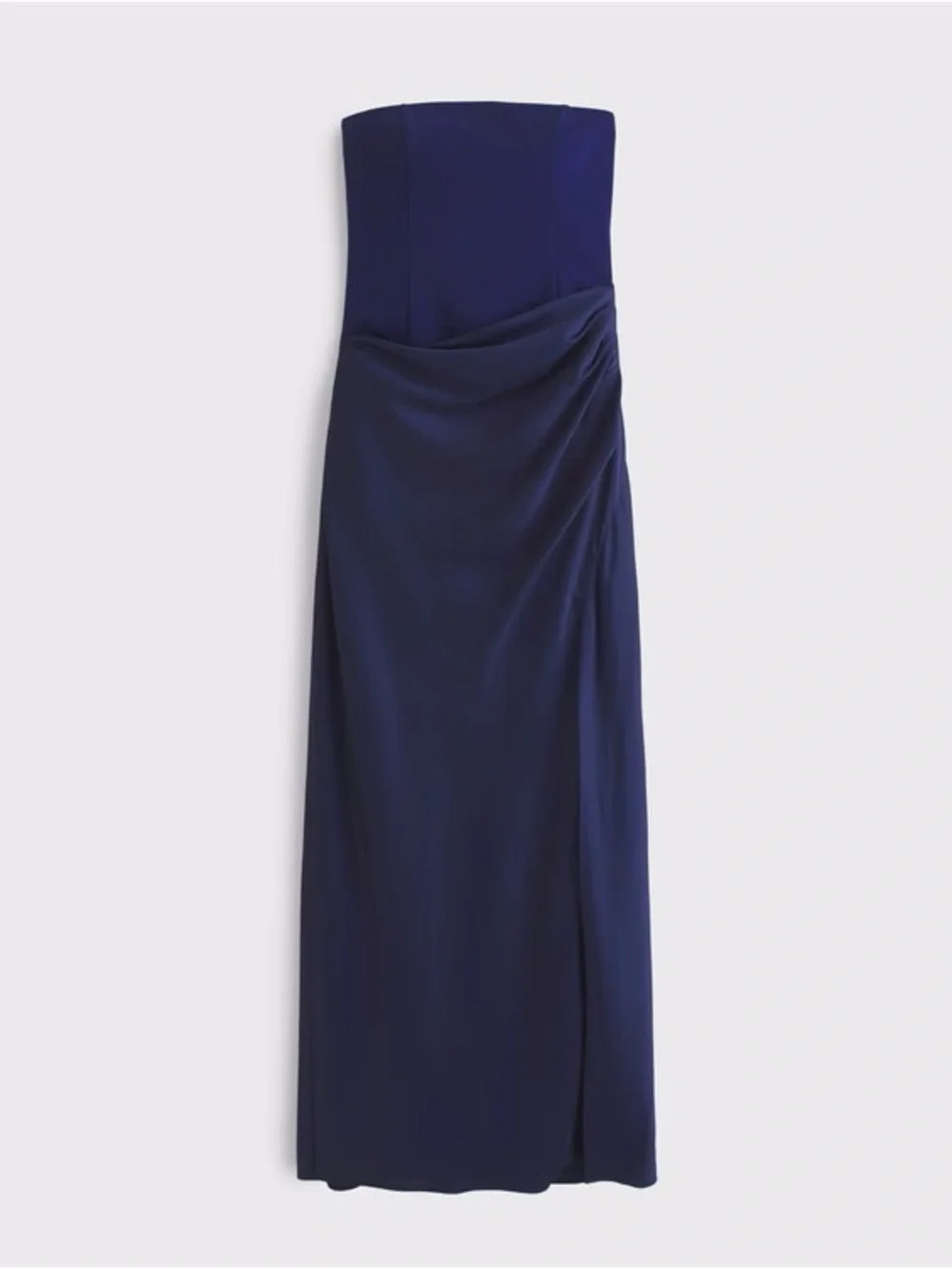 Abercrombie & Fitch Strapless Navy Blue Side-Slit Gown